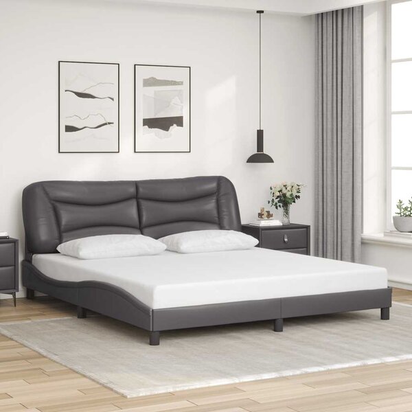 Rám postele bez matrace Hvar šedý 180x200 cm umělá kůže 3208019