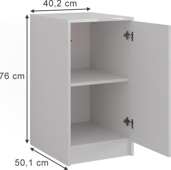 Kredenc Vicco Sherry Bílá/bílý vysoký lesk 40.2 x 76 cm s víkem nádoby, Model 57715