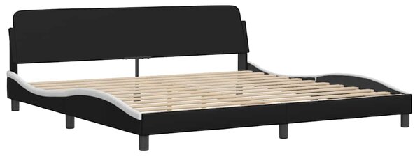 Rám postele bez matrace Hvar černý a bílý 200 x 200 cm umělá kůže 3208028