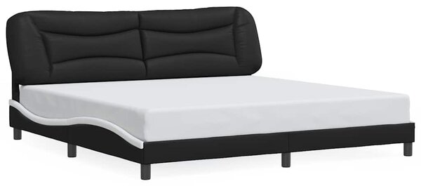 Rám postele bez matrace Hvar černý a bílý 200 x 200 cm umělá kůže 3208028