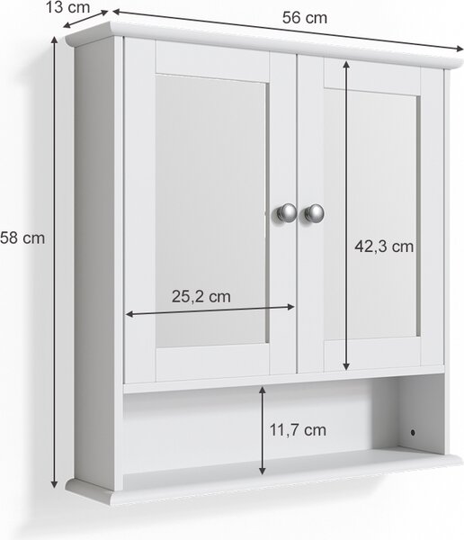 Koupelnová zrcadlová skříňka Vicco Bianco Bílá 56 x 58 cm, Model 31126
