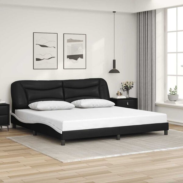 Rám postele bez matrace Hvar černý a bílý 200 x 200 cm umělá kůže 3208028