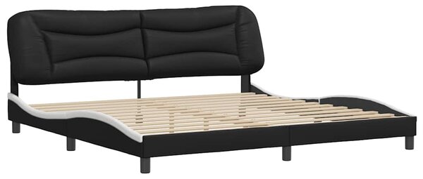 Rám postele bez matrace Hvar černý a bílý 200 x 200 cm umělá kůže 3208028