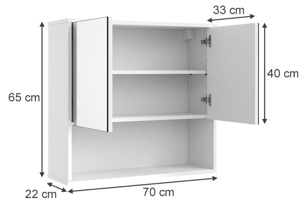 Koupelnová zrcadlová skříňka Vicco Eliza Bílé zvlnění 70 x 65 cm, Model 57931