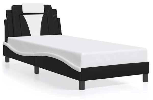 Rám postele Viana bez matrace černý a bílý 80 x 200 cm umělá kůže 3208059