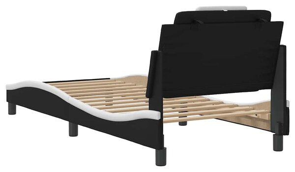 Rám postele Viana bez matrace černý a bílý 80 x 200 cm umělá kůže 3208059