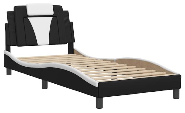 Rám postele Viana bez matrace černý a bílý 80 x 200 cm umělá kůže 3208059