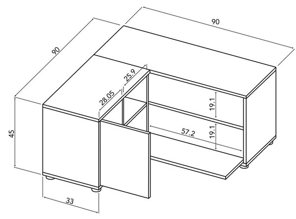 TV stolek v dekoru dubu v bílo-přírodní barvě 90x45 cm Angle – TemaHome