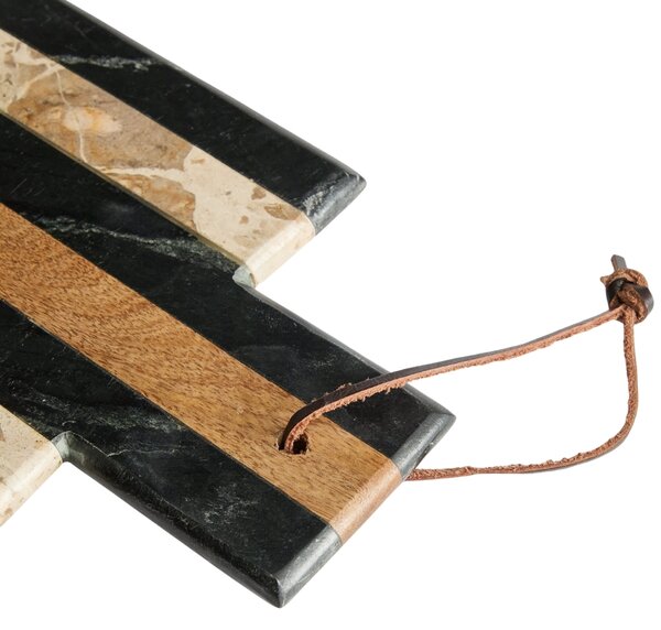 Kave Home Béžovo-černé mramorové servírovací prkénko Surne 30 x 18 cm