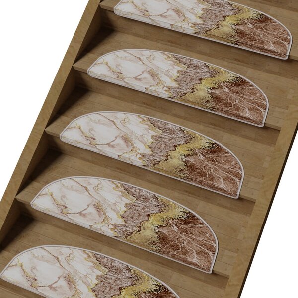 Nášlapy na schody ve světle hnědo-krémové barvě v sadě 16 ks 20x65 cm Golden Marble – Vitaus
