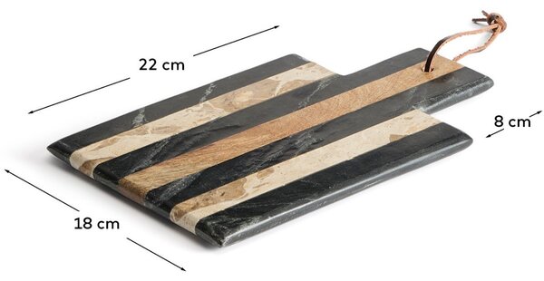 Kave Home Béžovo-černé mramorové servírovací prkénko Surne 30 x 18 cm