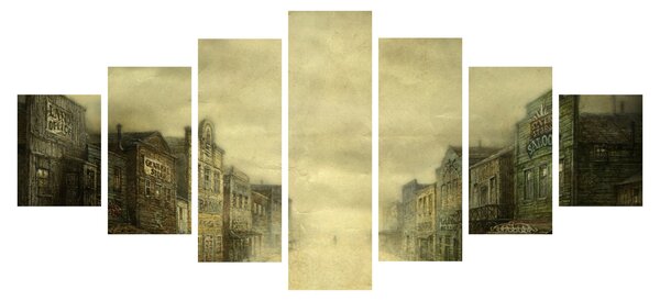 Obraz westernového městečka (210x100 cm)