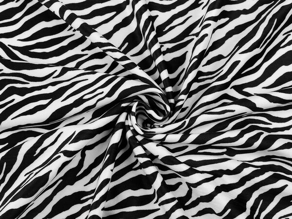 Samet imitace zvířecí kůže zebra METRÁŽ - 1 (144 cm) bílá