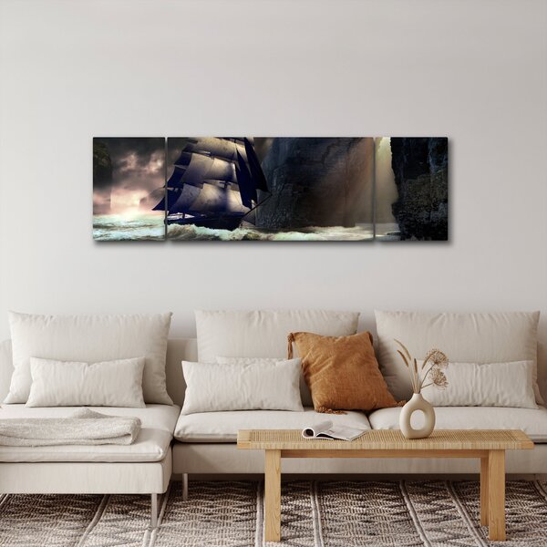 Obraz - Loď mezi útesy (170x50 cm)