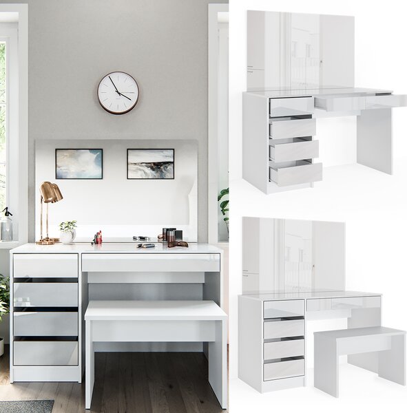 Toaletní stolek Vicco Sherry Bílá 120 cm s lavičkou, Model 33951