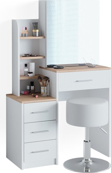 Toaletní stolek Vicco Conrada Bílá/Sonoma 80 cm s taburetem, Model 39977