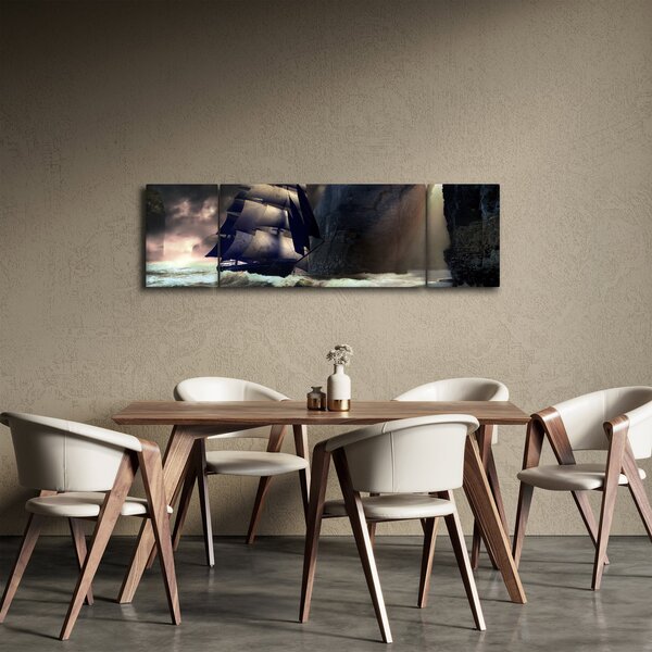 Obraz - Loď mezi útesy (170x50 cm)