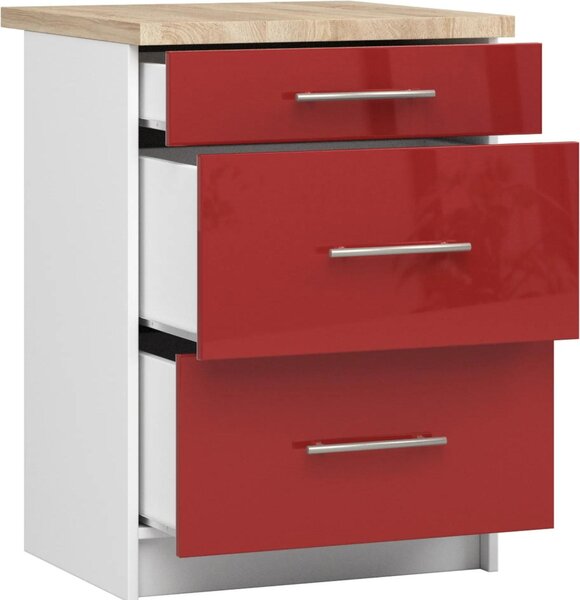 AKORD Furniture Factory KS0POLIBIACZERPOL3S007, Bílá, 16 mm, 3 zásuvka/zásuvek, 460 mm, 600 mm, 850 mm