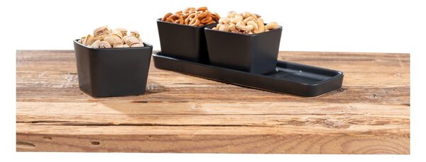 Matně černé keramické servírovací mísy v sadě 3 ks Snack & Dip – Wenko