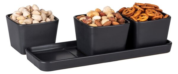 Matně černé keramické servírovací mísy v sadě 3 ks Snack & Dip – Wenko