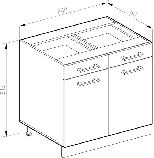 Spodní skříňka kuchyňské linky Vicco R-Line Bílá 80 cm Tvar J, bez pracovní desky, Model 39726