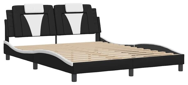 Rám postele Viana bez matrace černý a bílý 160 x 200 cm umělá kůže 3208108