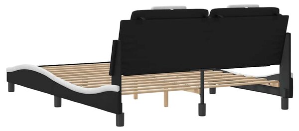 Rám postele Viana bez matrace černý a bílý 160 x 200 cm umělá kůže 3208108