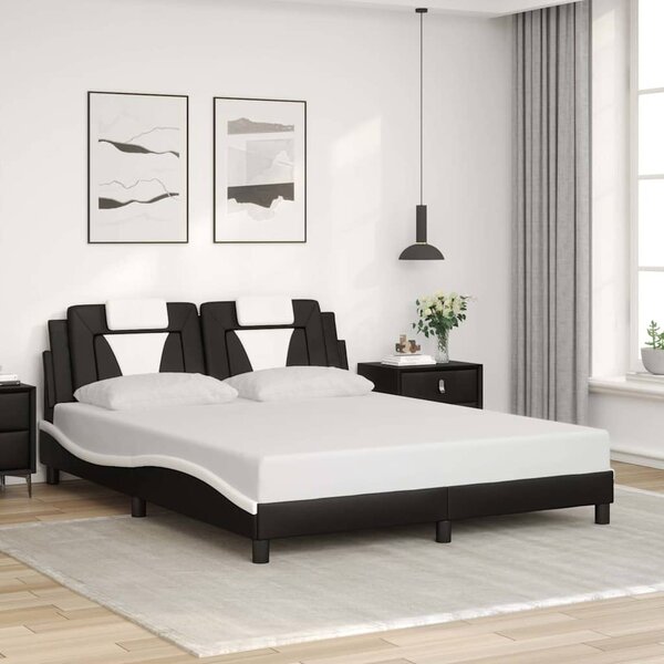 Rám postele Viana bez matrace černý a bílý 160 x 200 cm umělá kůže 3208108