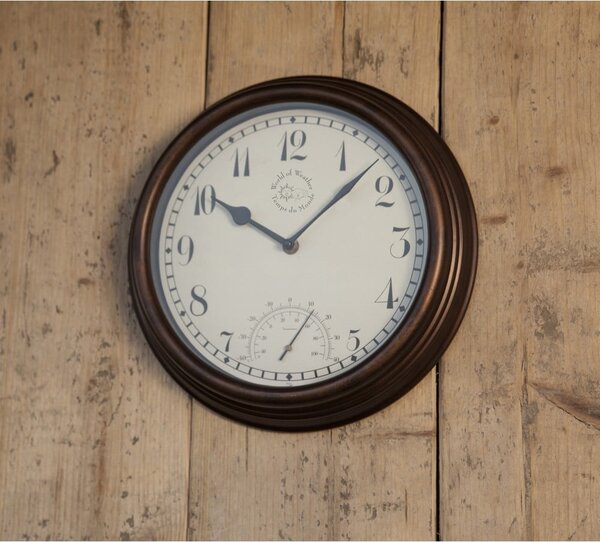 Venkovní nástěnné hodiny s teploměrem Esschert Design Time