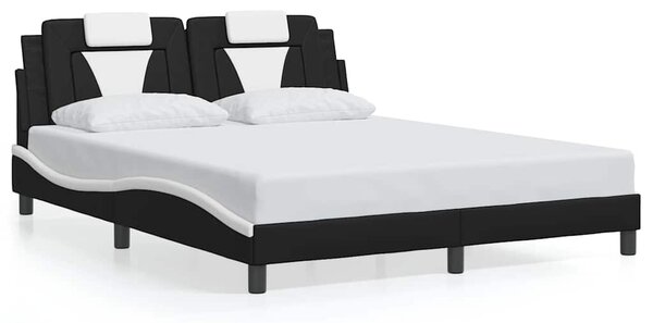 Rám postele Viana bez matrace černý a bílý 160 x 200 cm umělá kůže 3208108