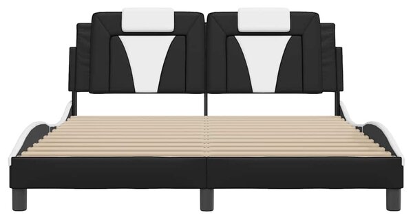 Rám postele Viana bez matrace černý a bílý 160 x 200 cm umělá kůže 3208108