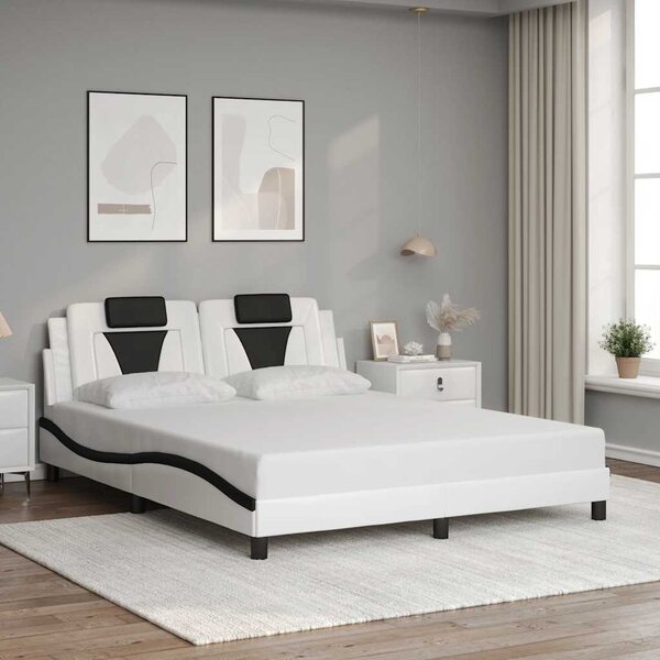 Rám postele Viana bez matrace bílý a černý 160 x 200 cm umělá kůže 3208109