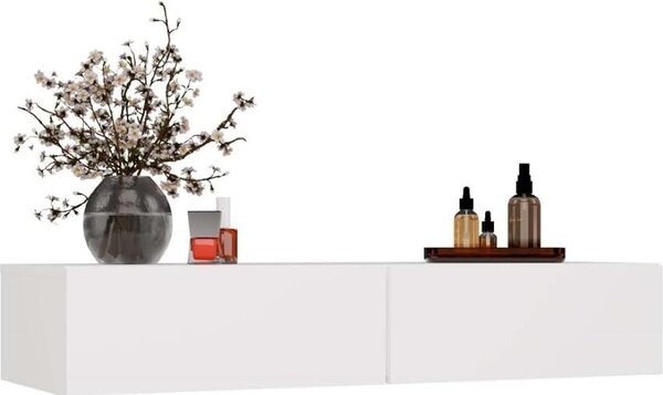 BDW, nástěnný toaletní stolek, 110 × 40 × 20 cm, se 2 zásuvkami, MIKA, bílý