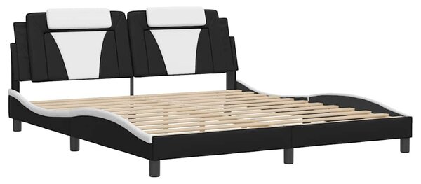 Rám postele Viana bez matrace černý a bílý 180 x 200 cm umělá kůže 3208115