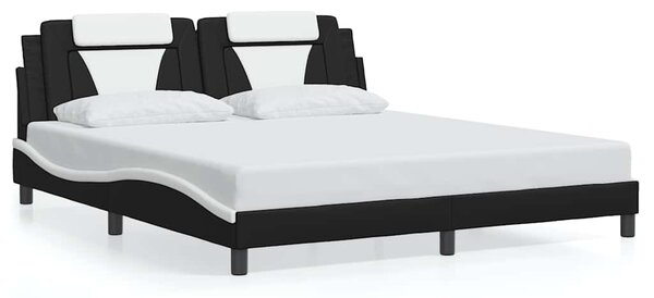 Rám postele Viana bez matrace černý a bílý 180 x 200 cm umělá kůže 3208115