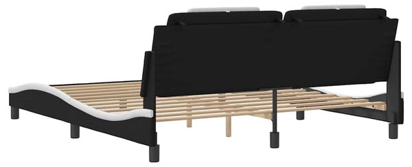 Rám postele Viana bez matrace černý a bílý 180 x 200 cm umělá kůže 3208115