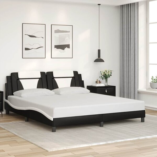 Rám postele Viana bez matrace černý a bílý 180 x 200 cm umělá kůže 3208115