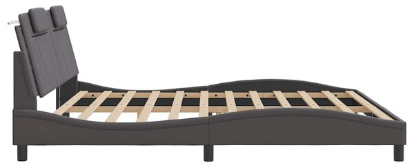 Rám postele Viana bez matrace šedý 200x200 cm umělá kůže 3208120