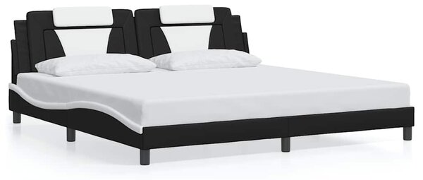 Rám postele Viana bez matrace černý a bílý 200 x 200 cm umělá kůže 3208122