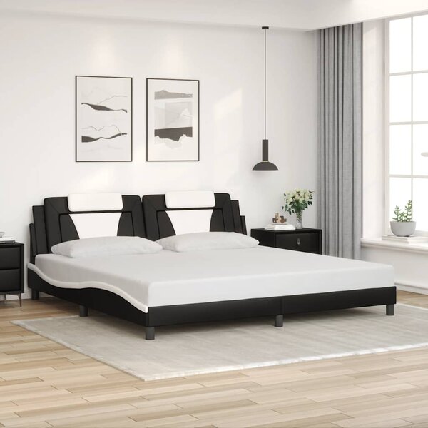 Rám postele Viana bez matrace černý a bílý 200 x 200 cm umělá kůže 3208122