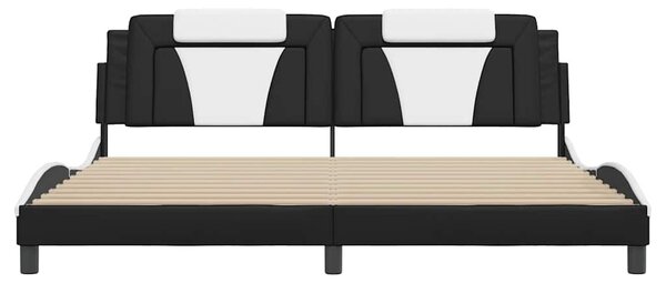 Rám postele Viana bez matrace černý a bílý 200 x 200 cm umělá kůže 3208122