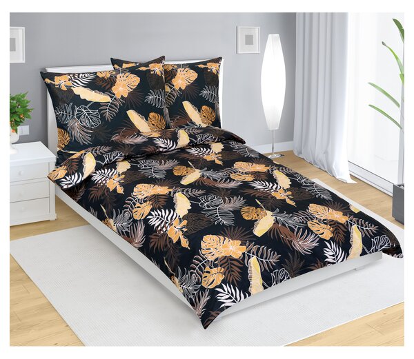 Povlečení MONSTERA černá/oranžová/bílá, 70x90 a 140x200 cm