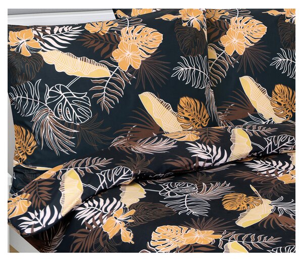 Povlečení MONSTERA černá/oranžová/bílá, 70x90 a 140x200 cm