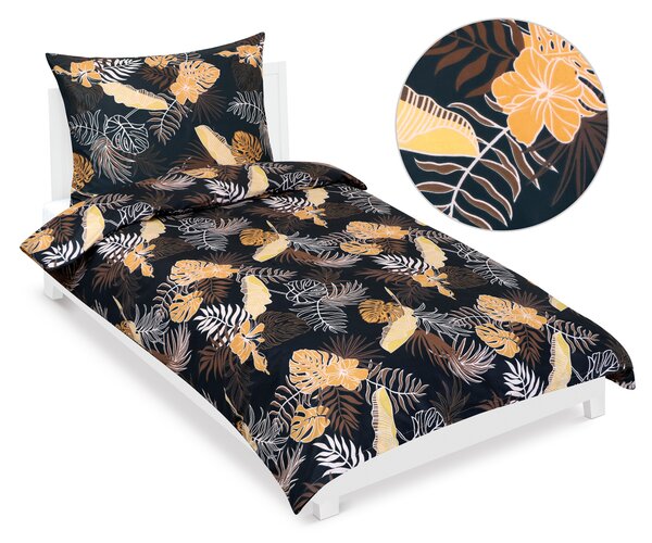 Povlečení MONSTERA černá/oranžová/bílá, 70x90 a 140x200 cm