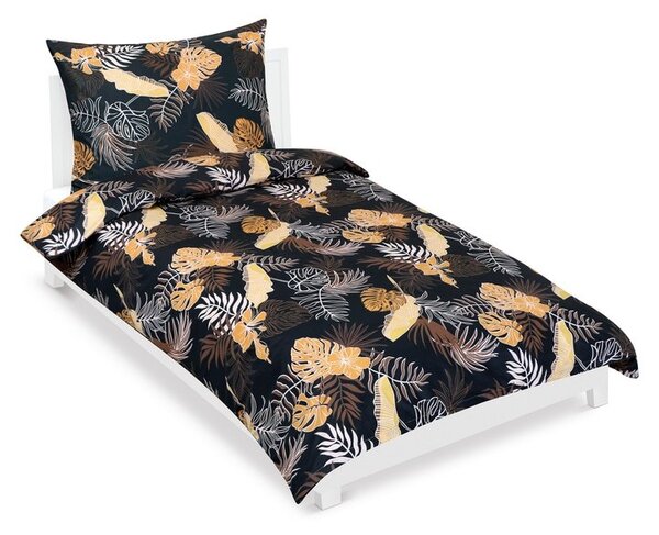 Povlečení MONSTERA černá/oranžová/bílá, 70x90 a 140x200 cm