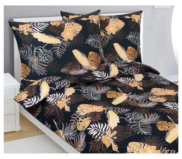 Povlečení MONSTERA černá/oranžová/bílá, 70x90 a 140x200 cm