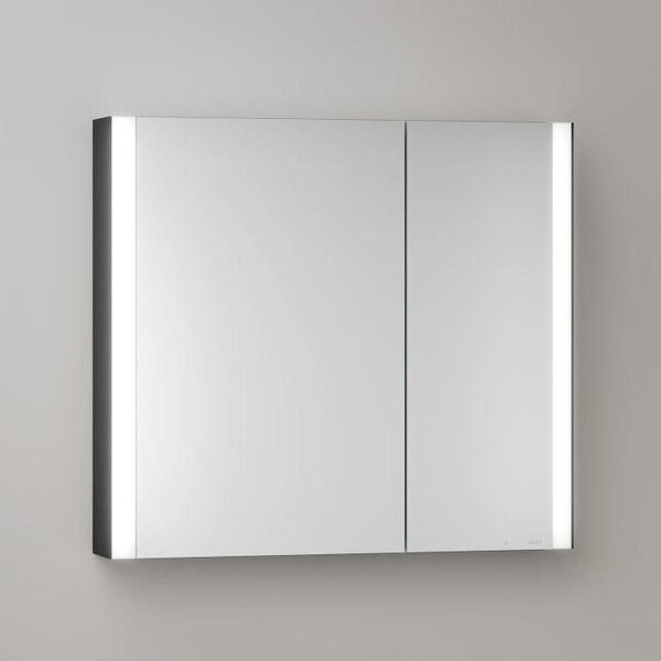 Zrcadlová skříňka Keuco Royal Metis LED, nástěnná, rozměry 80 x 71 cm, s 2 asymetrickými dvířky