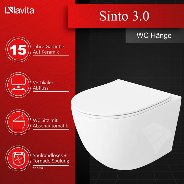Závěsná toaleta WC Lavita Sinto 3.0 bez okraje se sedátkem 360⁰