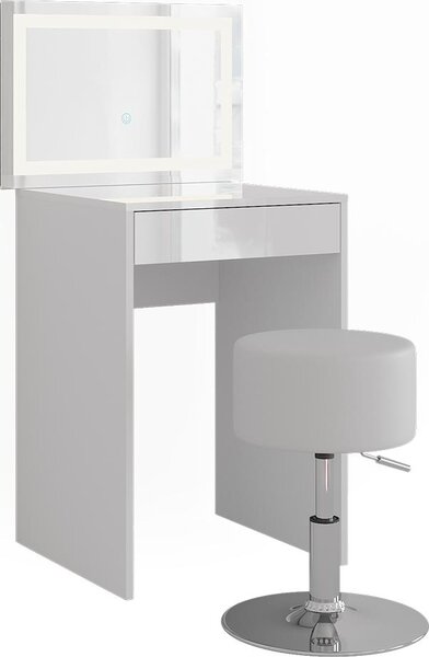 Toaletní stolek Vicco Sherry Bílá/bílý vysoký lesk 51.4 cm s LED zrcadlem a stoličkou, Model 57673