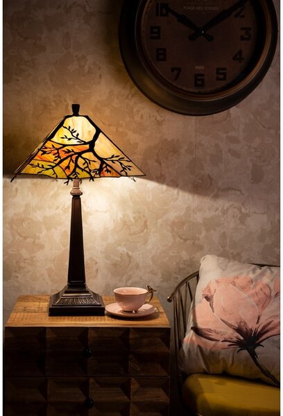 Hranatá stolní lampa Tiffany s větvemi stromu Tree - Ø 36*57 cm E27/max 2*60W - Clayre & Eef